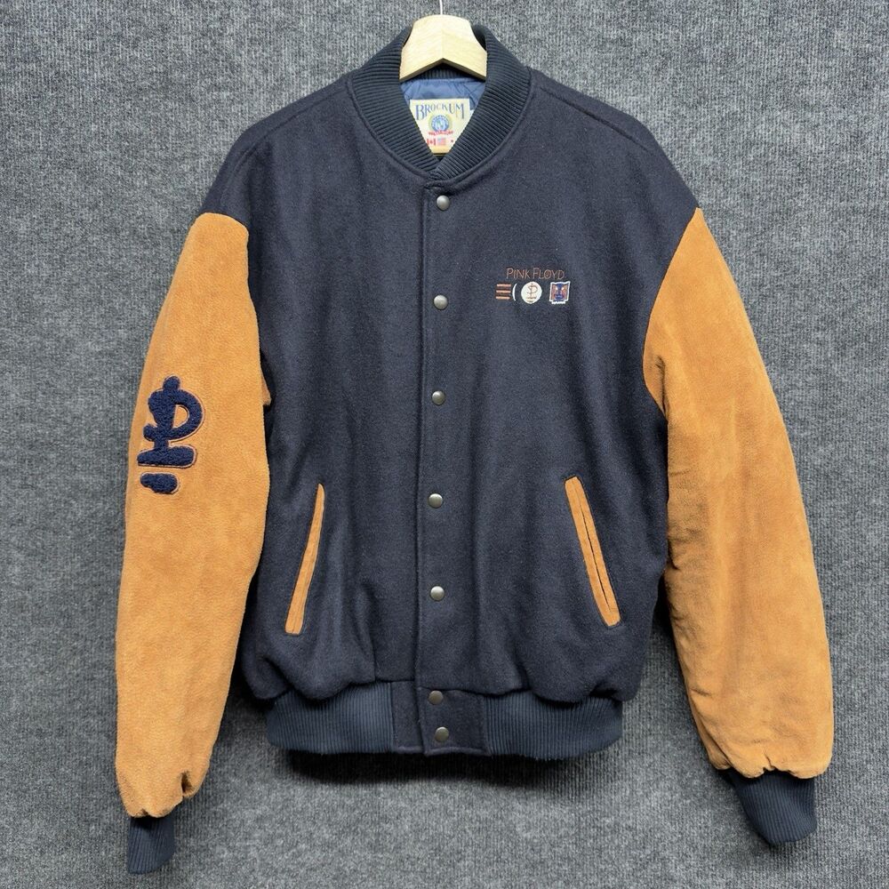 VTG 1994 Pink Floyd Division Bell Tour Jacket Brockum Varsity Wool Suede RARE L